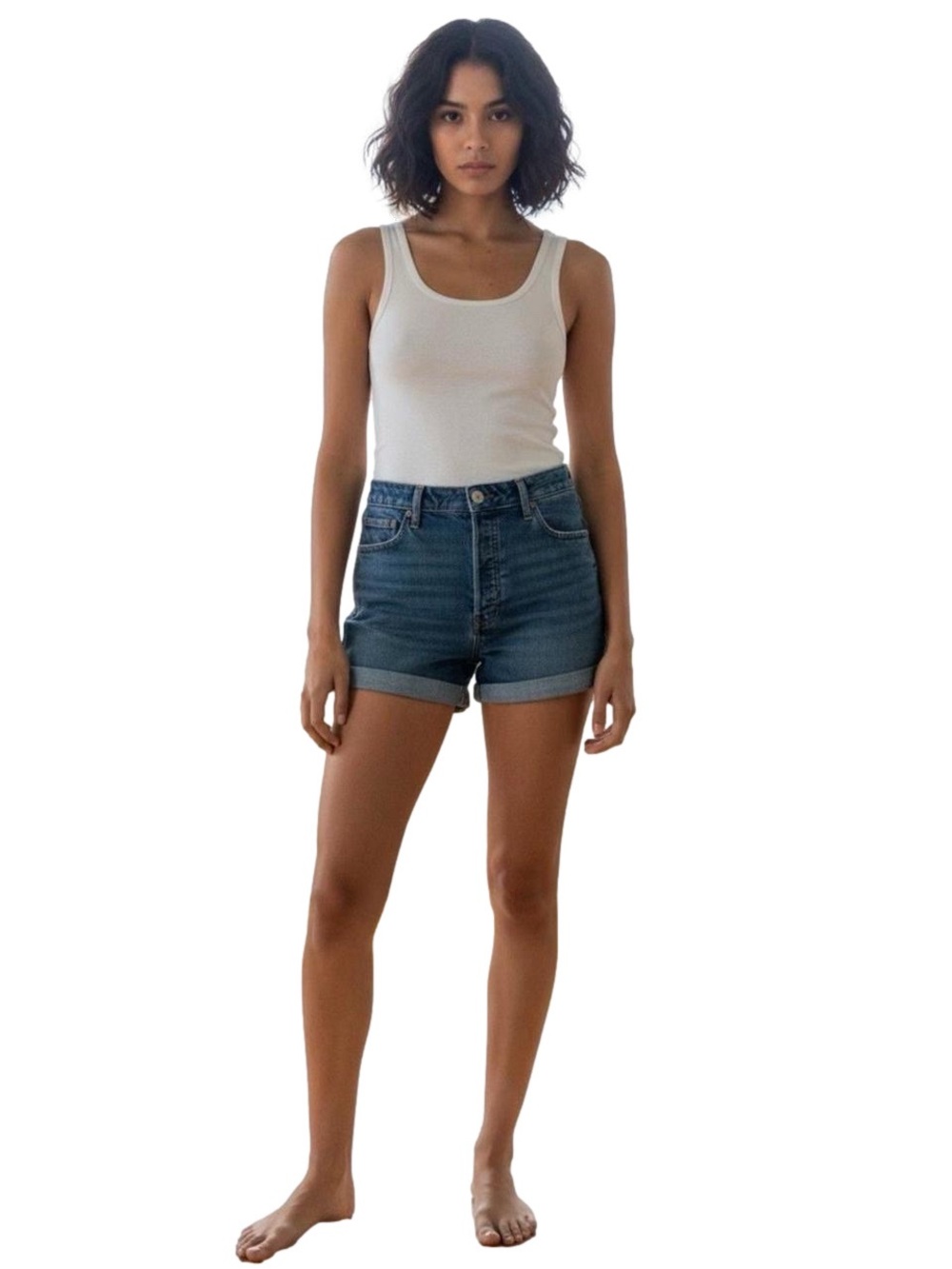 Old Navy O-G High Rise Straight Rolled-Hem Denim Shorts -NWT
